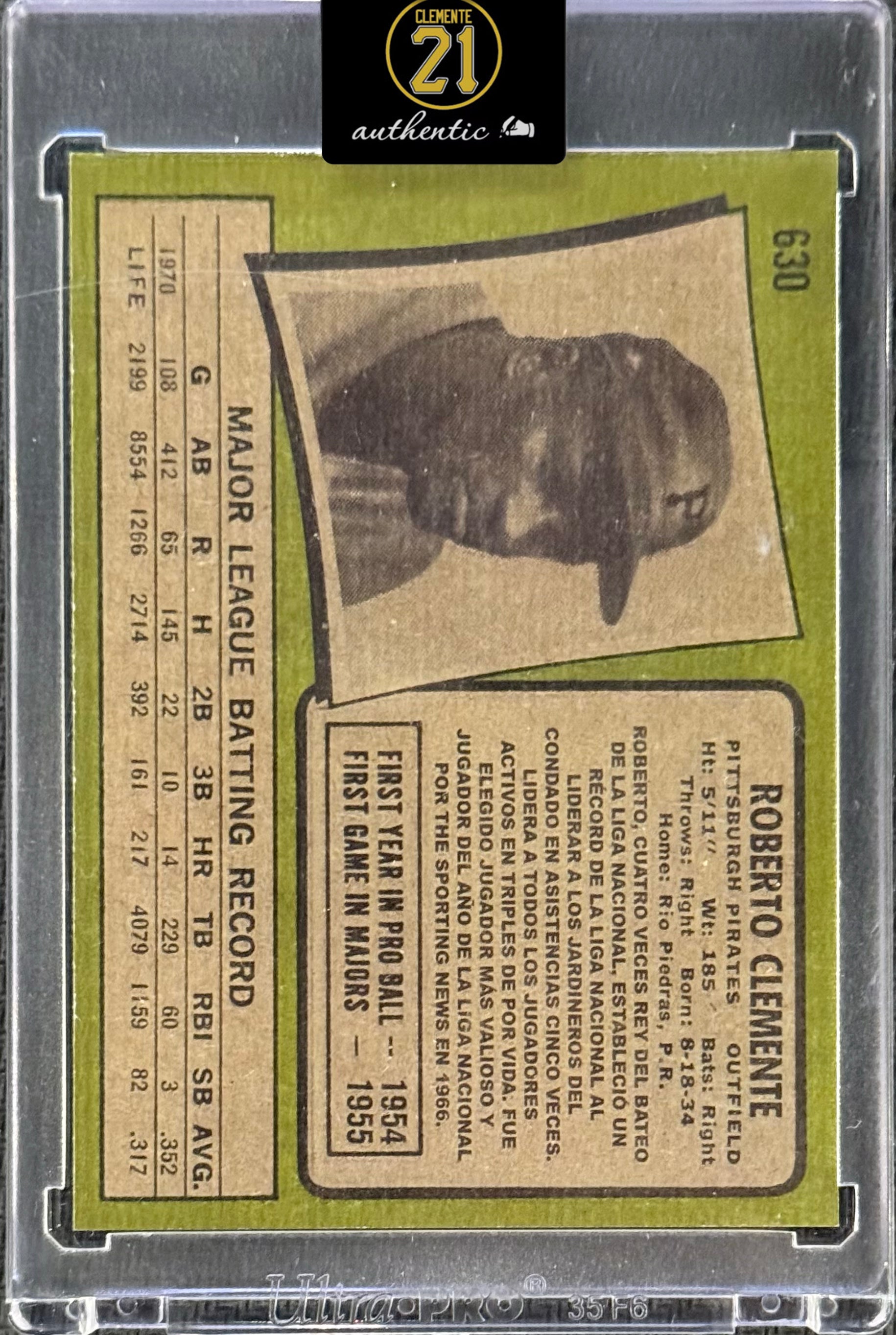 Roberto Clemente Jr. Signed LE/2121 Roberto Clemente 1971 Topps Spanish Back