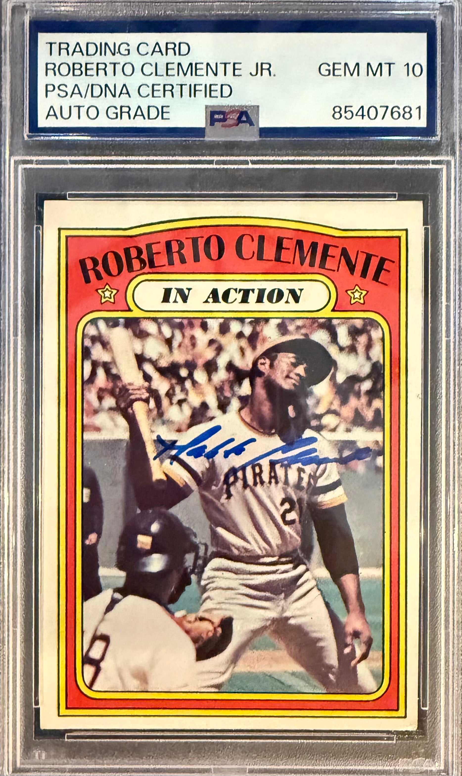 Roberto Clemente Jr. Signed Roberto Clemente 1972 Topps World Series “In Action” Card