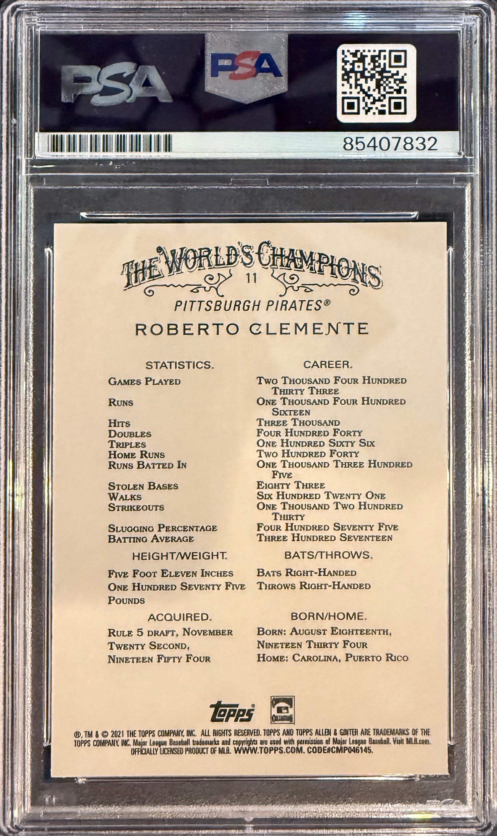 Roberto Clemente Jr. Signed Roberto Clemente 2021 Allen & Ginter Card