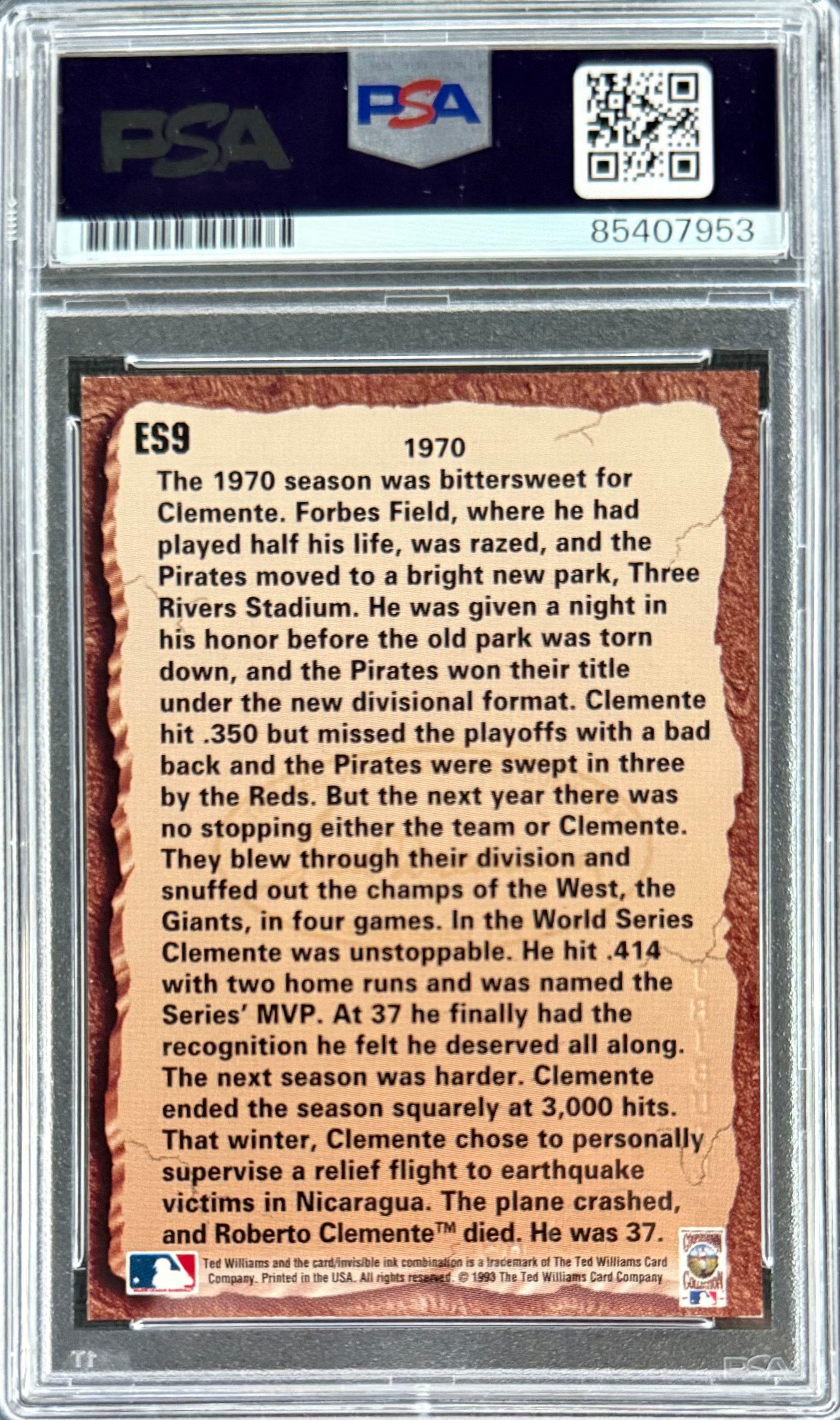 Roberto Clemente Jr. Signed Roberto Clemente 1993 Ted Williams Tribute Card
