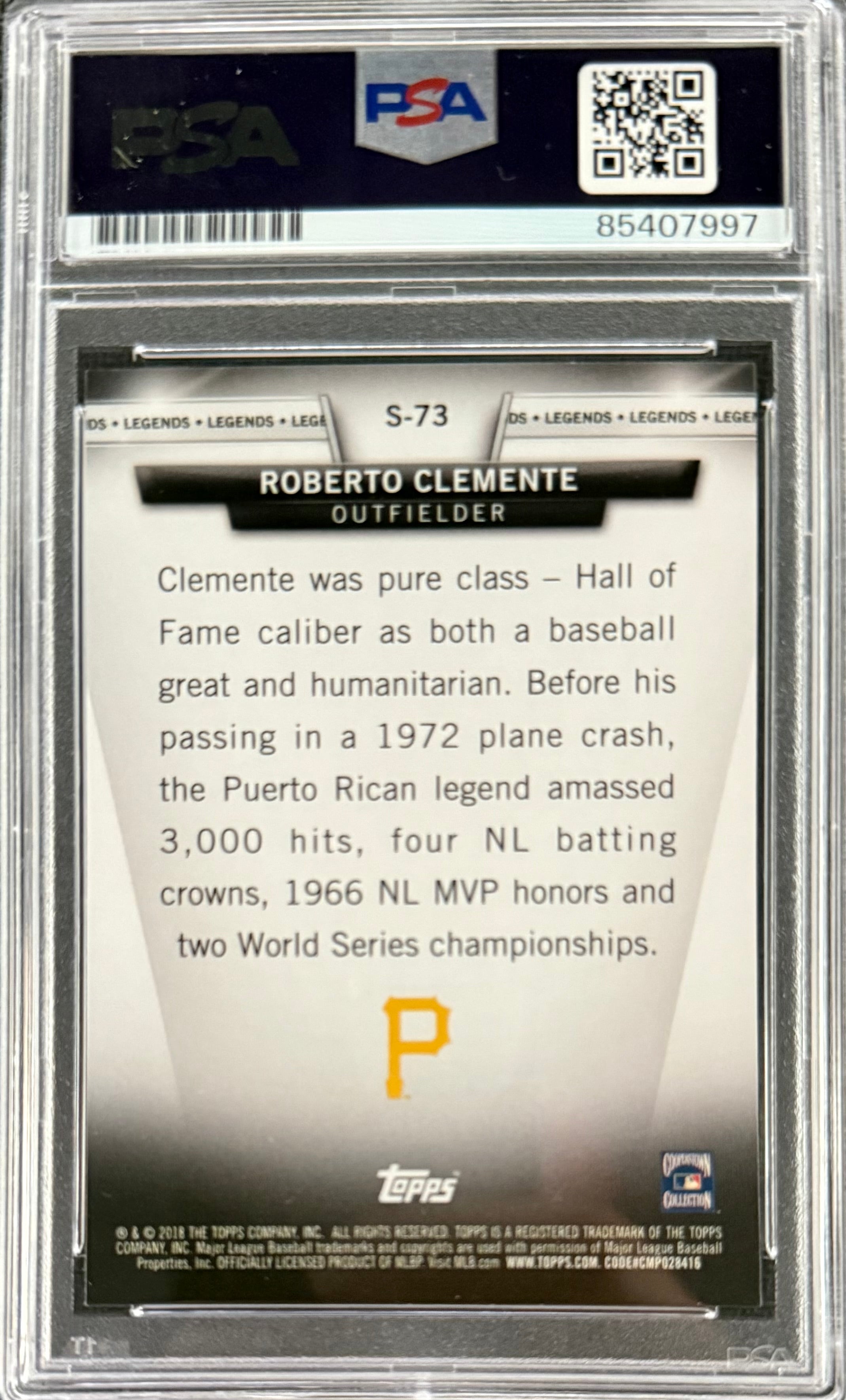 Roberto Clemente Jr. Signed Roberto Clemente 2018 Topps “Legends” Card