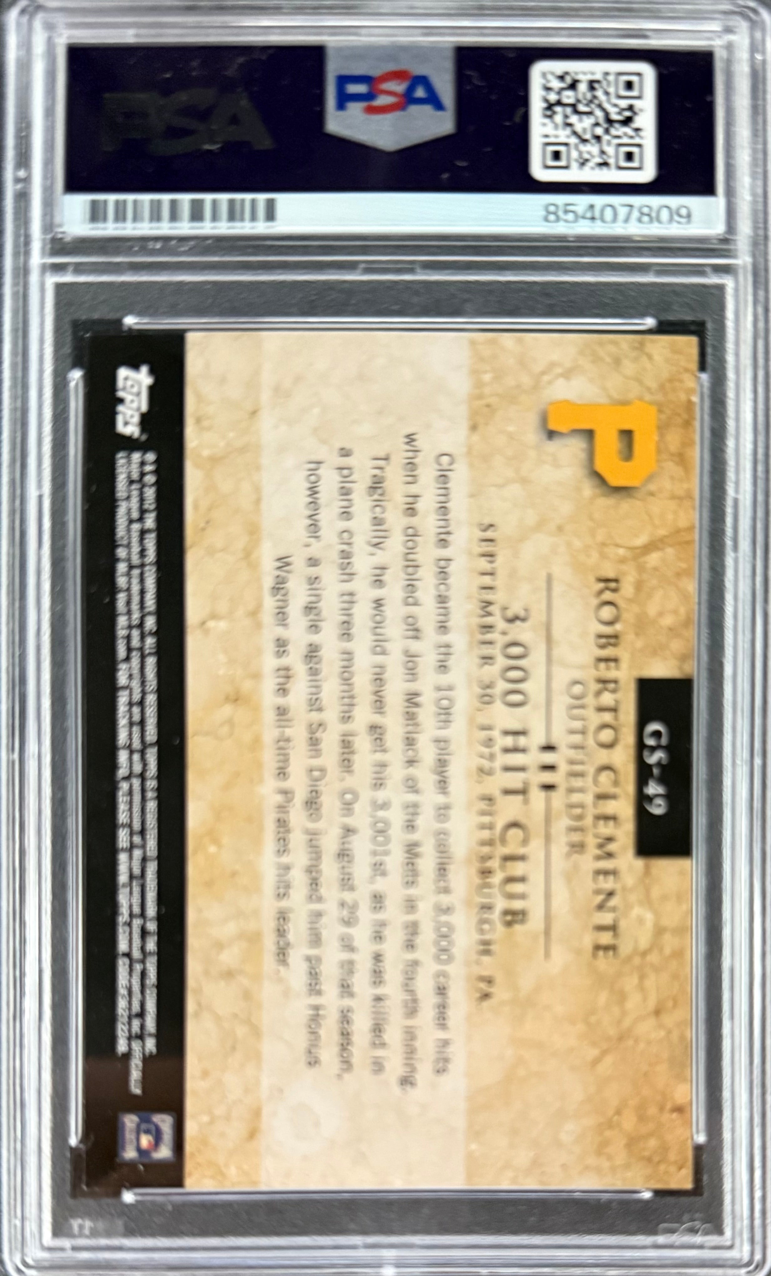 Roberto Clemente Jr. Signed Roberto Clemente 2012 Topps “3,000 Hit Club” Card