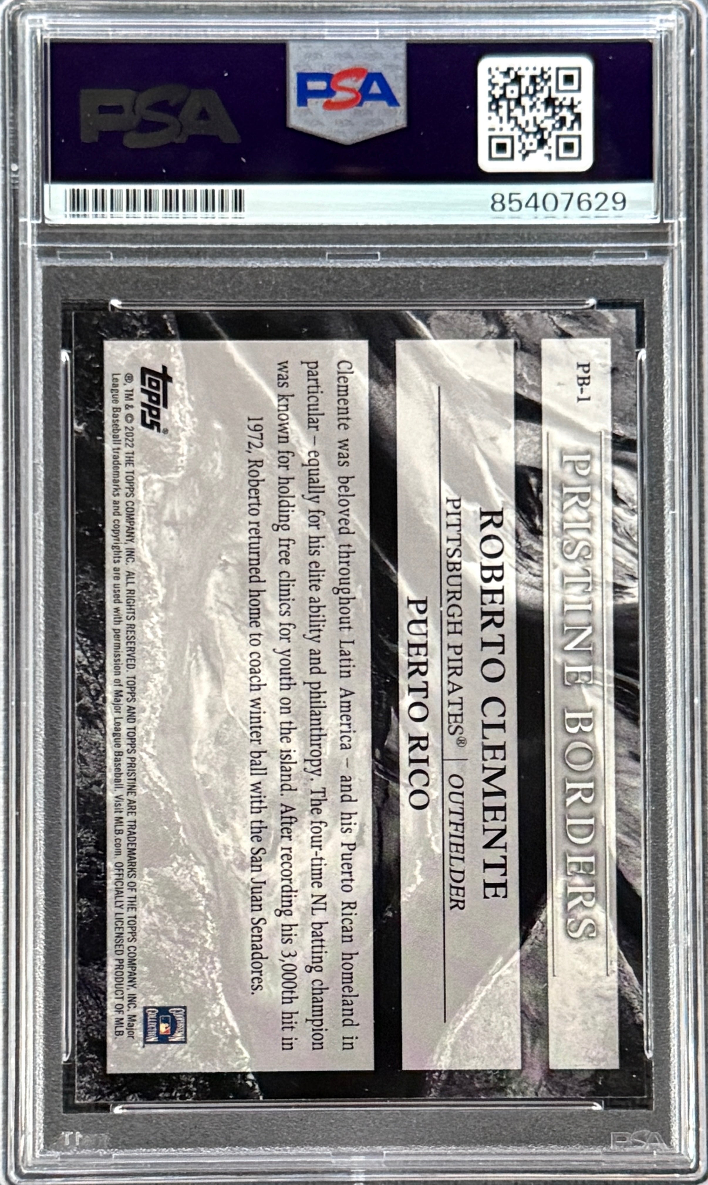 Roberto Clemente Jr. Signed Roberto Clemente 2022 Topps "Pristine Borders" Card