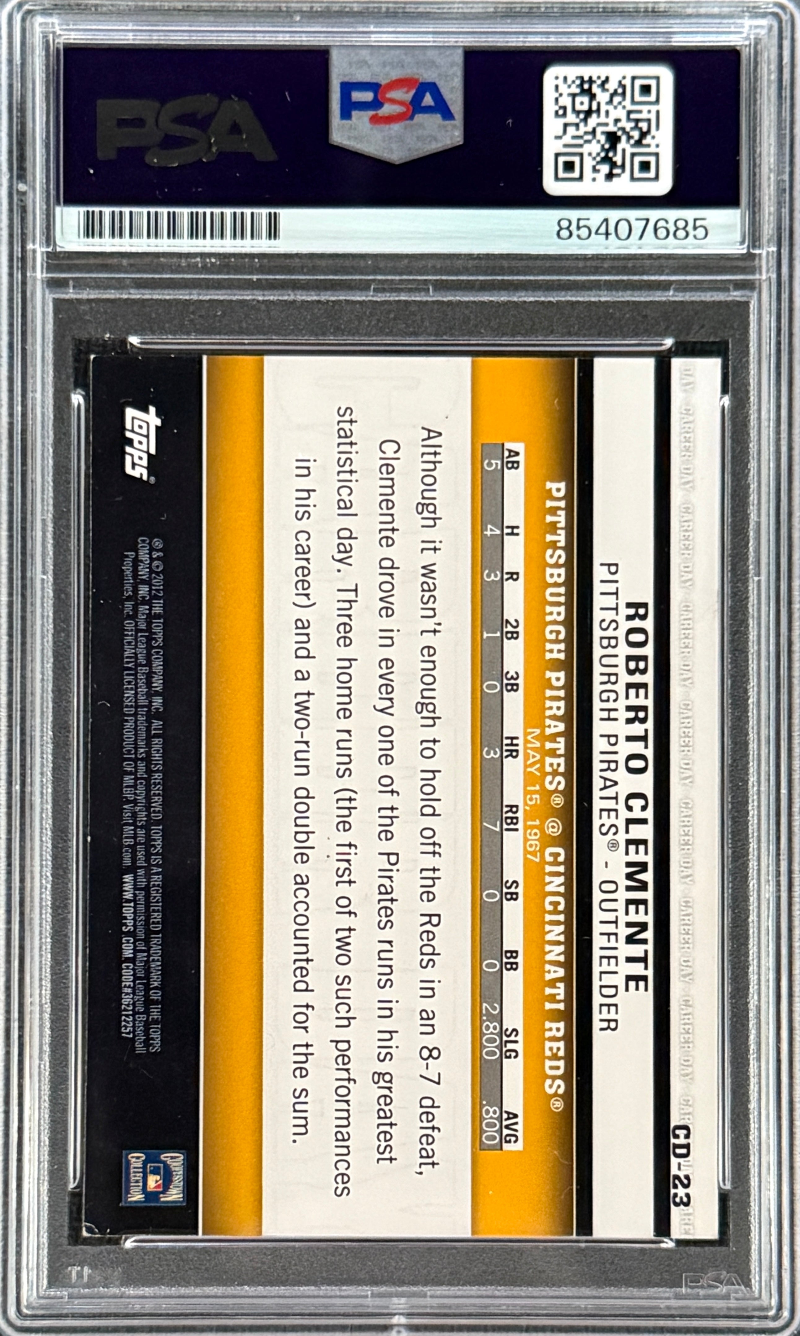 Roberto Clemente Jr. Signed Roberto Clemente 2012 Topps "Career Day" Card