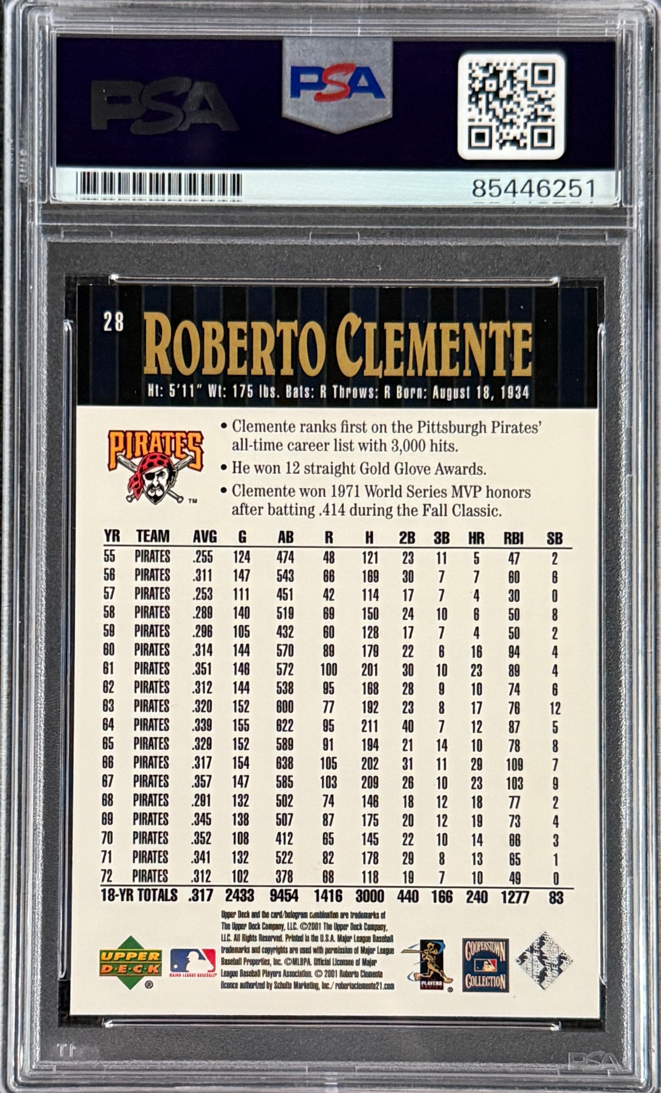 Roberto Clemente Jr. Signed Roberto Clemente 2001 Upper Deck "1973 Hall of Fame" Card
