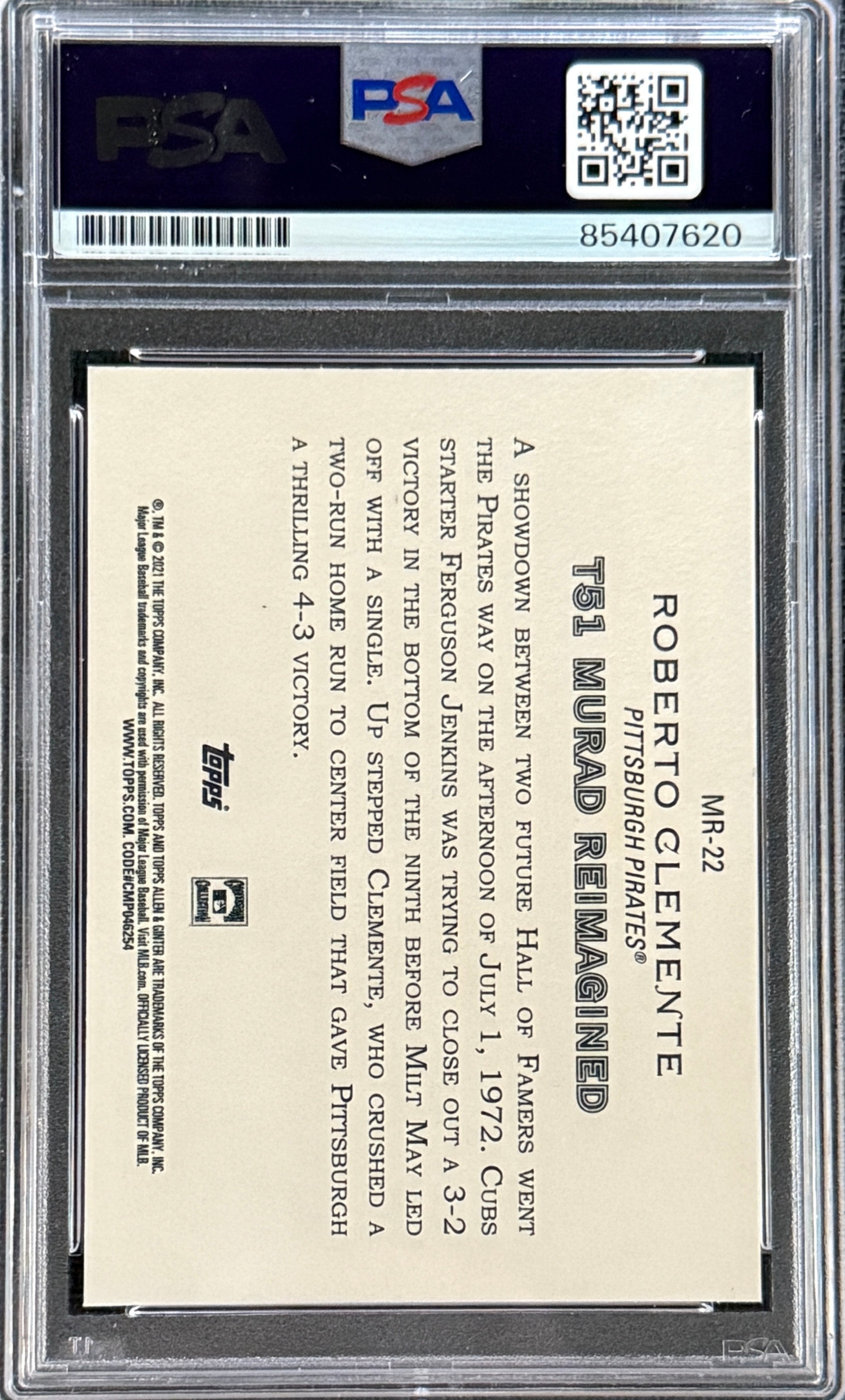 Roberto Clemente Jr. Signed Roberto Clemente 2021 Topps "Murad" Card