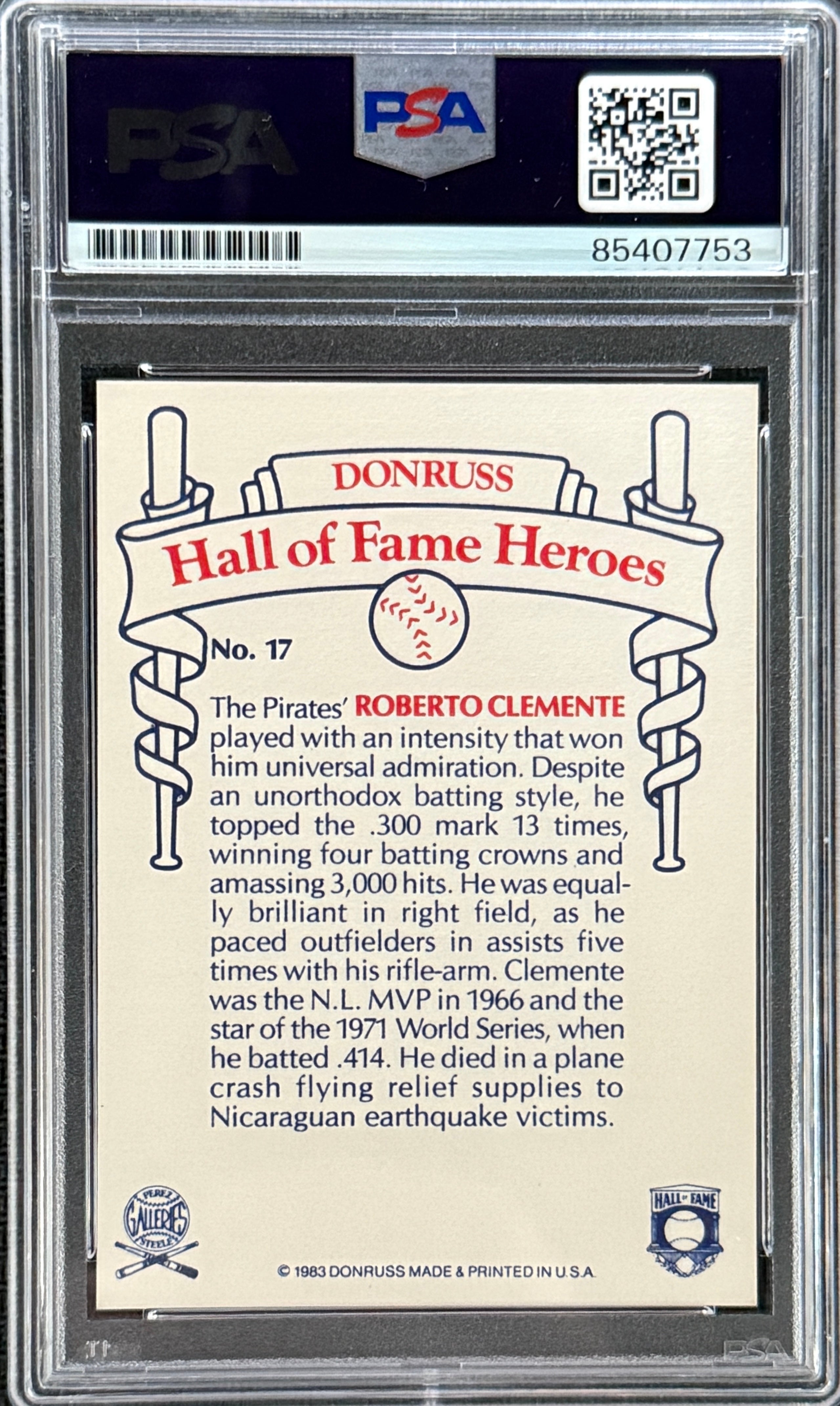Roberto Clemente Jr. Signed Roberto Clemente 1983 Donruss "Hall of Fame Heroes" Card